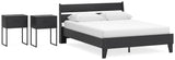 Socalle Queen Panel Platform Bed with 2 Nightstands in Black - PKG019064