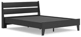 Socalle Queen Panel Platform Bed with 2 Nightstands in Black - PKG019064