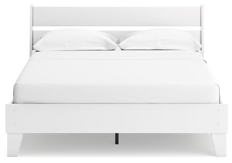 Socalle Queen Panel Platform Bed with 2 Nightstands in Two-tone - PKG019088