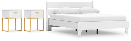 Socalle Queen Panel Platform Bed with 2 Nightstands in Two-tone from Ashley - Luna Furniture