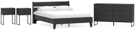 Socalle Queen Panel Platform Bed with Dresser and 2 Nightstands in Black - PKG019062