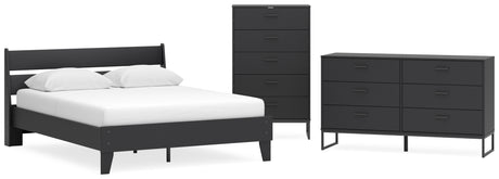 Socalle Queen Panel Platform Bed with Dresser and Chest in Black from Ashley - Luna Furniture