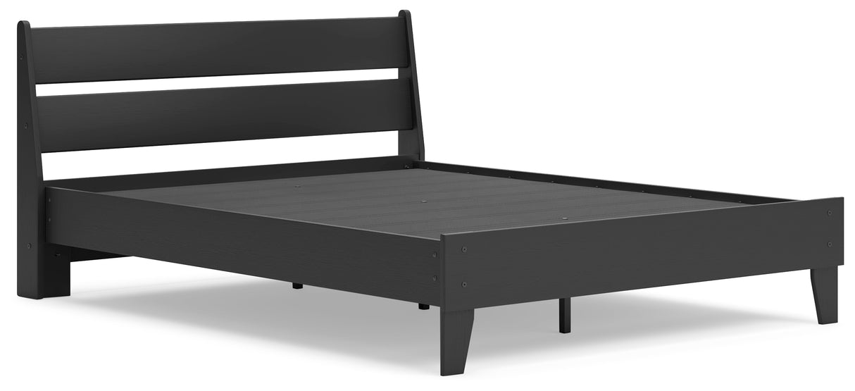 Socalle Queen Panel Platform Bed with Dresser and Chest in Black - PKG018878