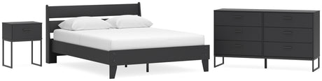 Socalle Queen Panel Platform Bed with Dresser and Nightstand in Black - PKG018877