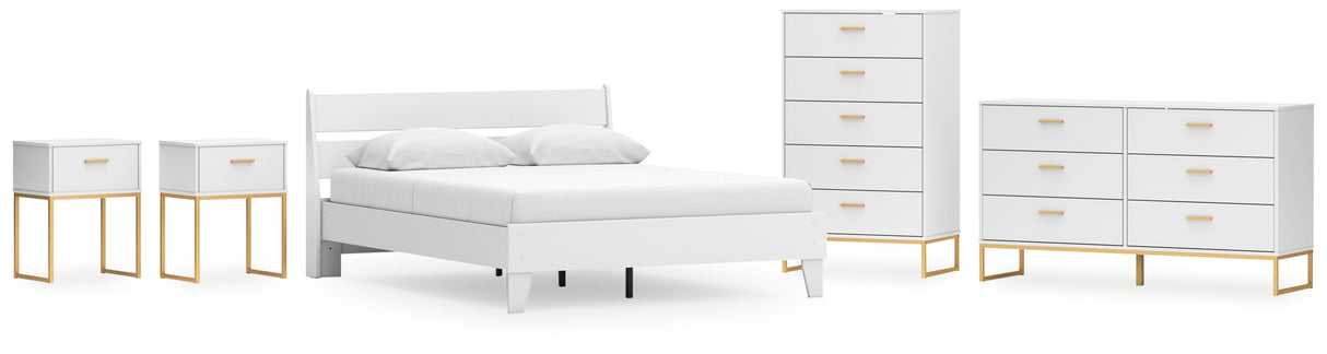 Socalle Queen Panel Platform Bed with Dresser, Chest and 2 Nightstands in Two-tone from Ashley - Luna Furniture