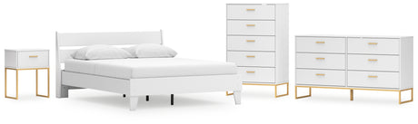 Socalle Queen Panel Platform Bed with Dresser, Chest and Nightstand in Two-tone - PKG018915