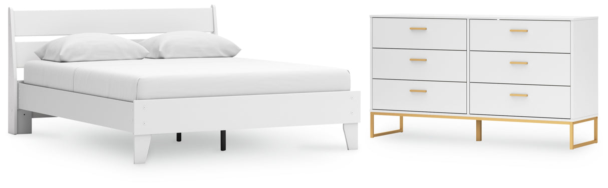 Socalle Queen Panel Platform Bed with Dresser in Two-tone - PKG018912