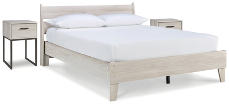 Socalle Queen Platform Bed with 2 Nightstands in Light Natural - PKG016403