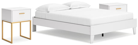 Socalle Queen Platform Bed with 2 Nightstands in Two-tone - PKG019072