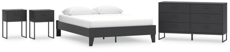 Socalle Queen Platform Bed with Dresser and 2 Nightstands in Black - PKG019046