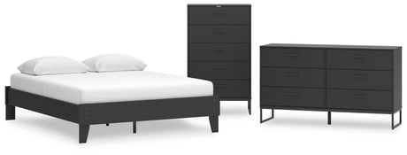 Socalle Queen Platform Bed with Dresser and Chest in Black - PKG018854