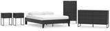 Socalle Queen Platform Bed with Dresser, Chest and 2 Nightstands in Black - PKG019047