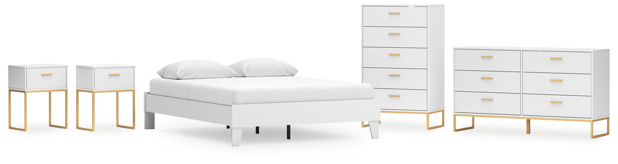 Socalle Queen Platform Bed with Dresser, Chest and 2 Nightstands in Two-tone - PKG019071