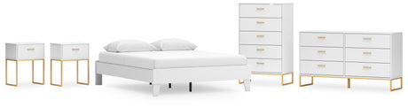 Socalle Queen Platform Bed with Dresser, Chest and 2 Nightstands in Two-tone from Ashley - Luna Furniture