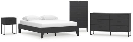 Socalle Queen Platform Bed with Dresser, Chest and Nightstand in Black from Ashley - Luna Furniture