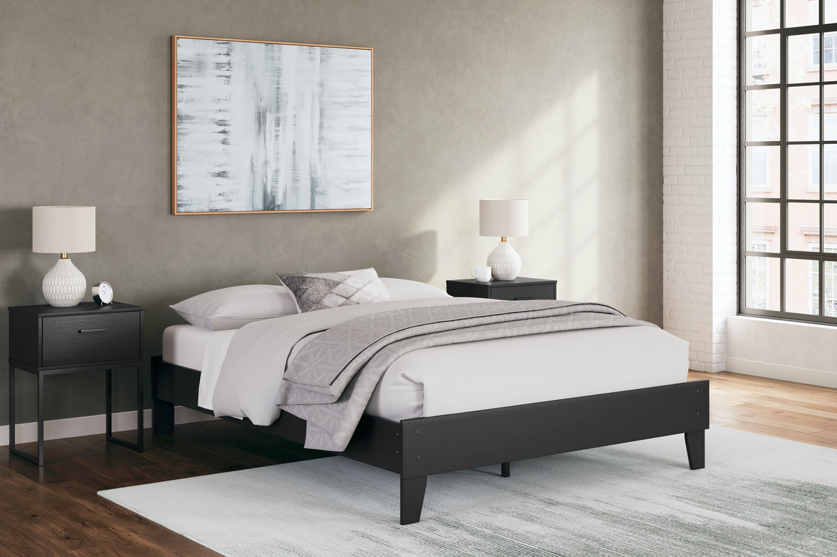 Socalle Queen Platform Bed with Dresser, Chest and Nightstand in Black - PKG018855