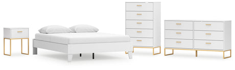 Socalle Queen Platform Bed with Dresser, Chest and Nightstand in Two-tone from Ashley - Luna Furniture