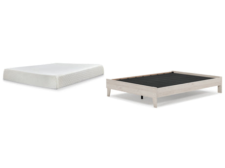 Socalle Queen Platform Bed with Mattress in Light Natural - PKG018228