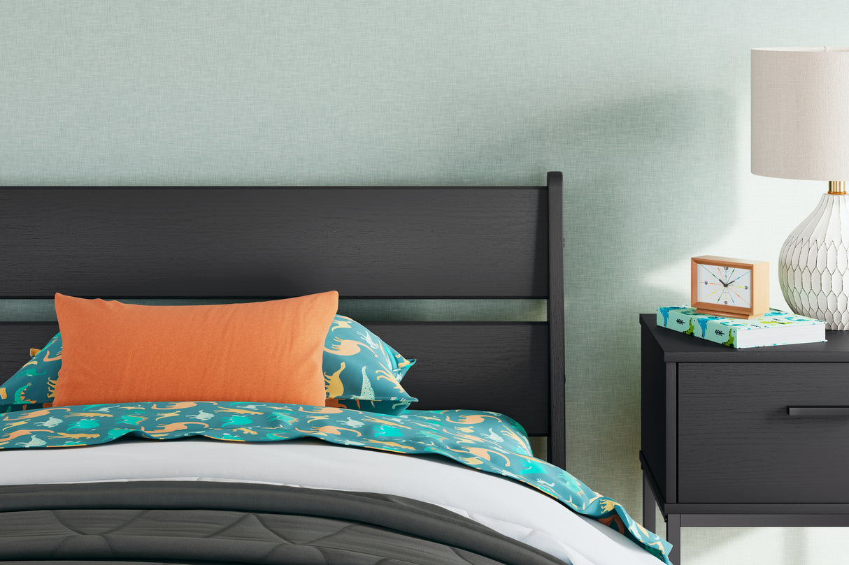 Socalle Twin Panel Headboard with Dresser and 2 Nightstands in Black - PKG019049