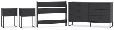 Socalle Twin Panel Headboard with Dresser and 2 Nightstands in Black from Ashley - Luna Furniture