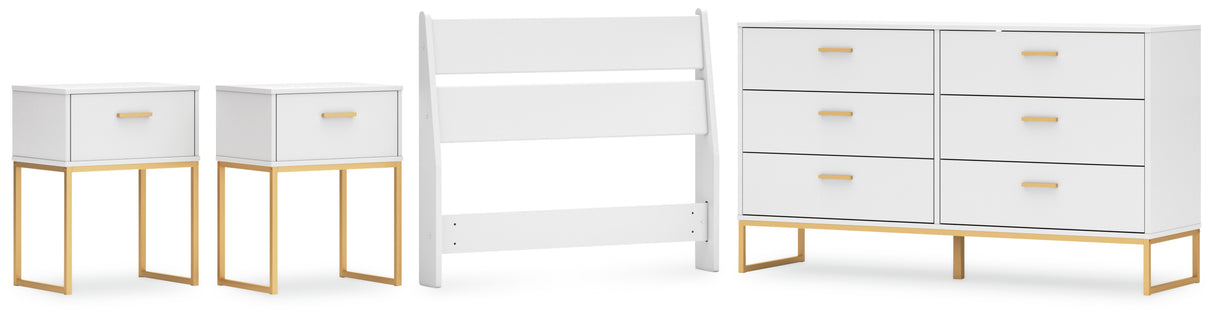 Socalle Twin Panel Headboard with Dresser and 2 Nightstands in Two-tone - PKG019073