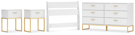 Socalle Twin Panel Headboard with Dresser and 2 Nightstands in Two-tone - PKG019073