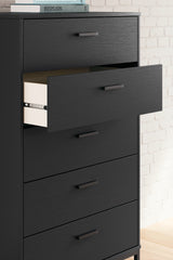 Socalle Twin Panel Headboard with Dresser and Chest in Black - PKG018858