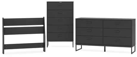 Socalle Twin Panel Headboard with Dresser and Chest in Black from Ashley - Luna Furniture