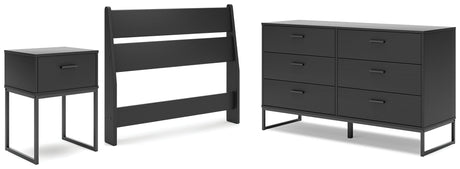 Socalle Twin Panel Headboard with Dresser and Nightstand in Black from Ashley - Luna Furniture