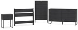 Socalle Twin Panel Headboard with Dresser, Chest and Nightstand in Black - PKG018859