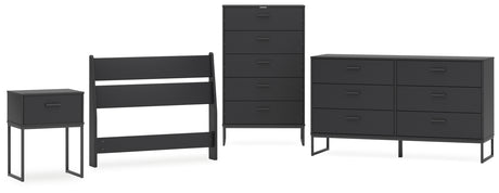 Socalle Twin Panel Headboard with Dresser, Chest and Nightstand in Black from Ashley - Luna Furniture