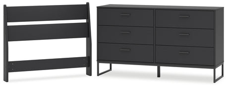 Socalle Twin Panel Headboard with Dresser in Black - PKG018856