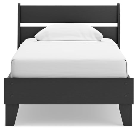 Socalle Twin Panel Platform Bed with Dresser and 2 Nightstands in Black - PKG019057