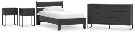 Socalle Twin Panel Platform Bed with Dresser and 2 Nightstands in Black from Ashley - Luna Furniture