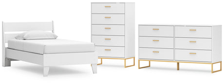 Socalle Twin Panel Platform Bed with Dresser and Chest in Two-tone from Ashley - Luna Furniture