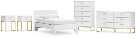 Socalle Twin Panel Platform Bed with Dresser, Chest and 2 Nightstands in Two-tone from Ashley - Luna Furniture