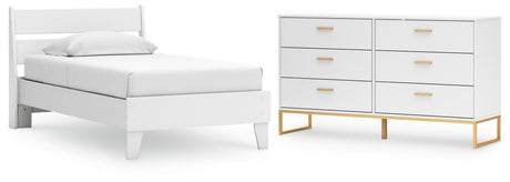 Socalle Twin Panel Platform Bed with Dresser in Two-tone from Ashley - Luna Furniture