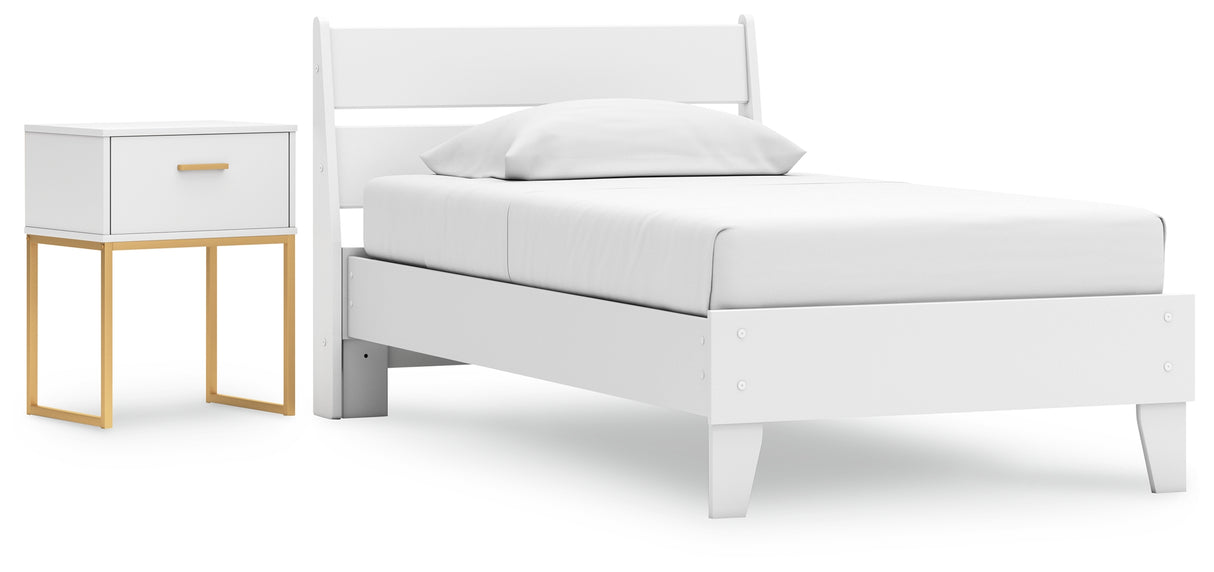 Socalle Twin Panel Platform Bed with Nightstand in Two-tone - PKG018972