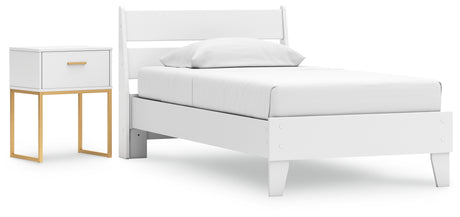 Socalle Twin Panel Platform Bed with Nightstand in Two-tone from Ashley - Luna Furniture