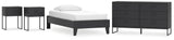 Socalle Twin Platform Bed with Dresser and 2 Nightstands in Black - PKG019041