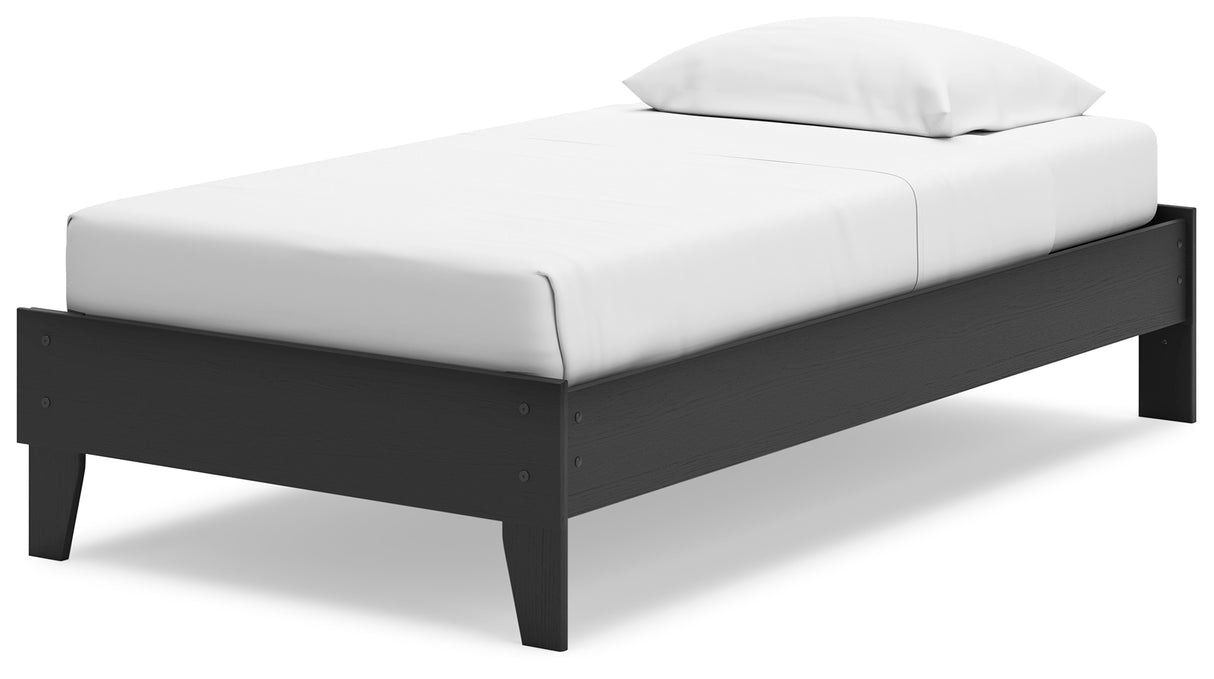 Socalle Twin Platform Bed with Dresser and 2 Nightstands in Black - PKG019041