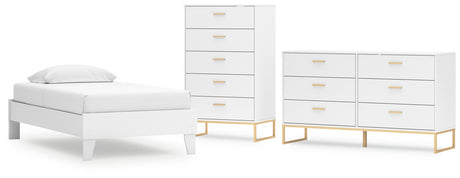 Socalle Twin Platform Bed with Dresser and Chest in Two-tone from Ashley - Luna Furniture