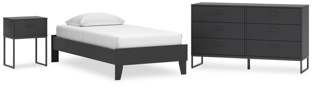 Socalle Twin Platform Bed with Dresser and Nightstand in Black - PKG018845