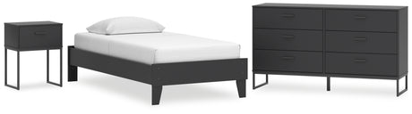 Socalle Twin Platform Bed with Dresser and Nightstand in Black from Ashley - Luna Furniture