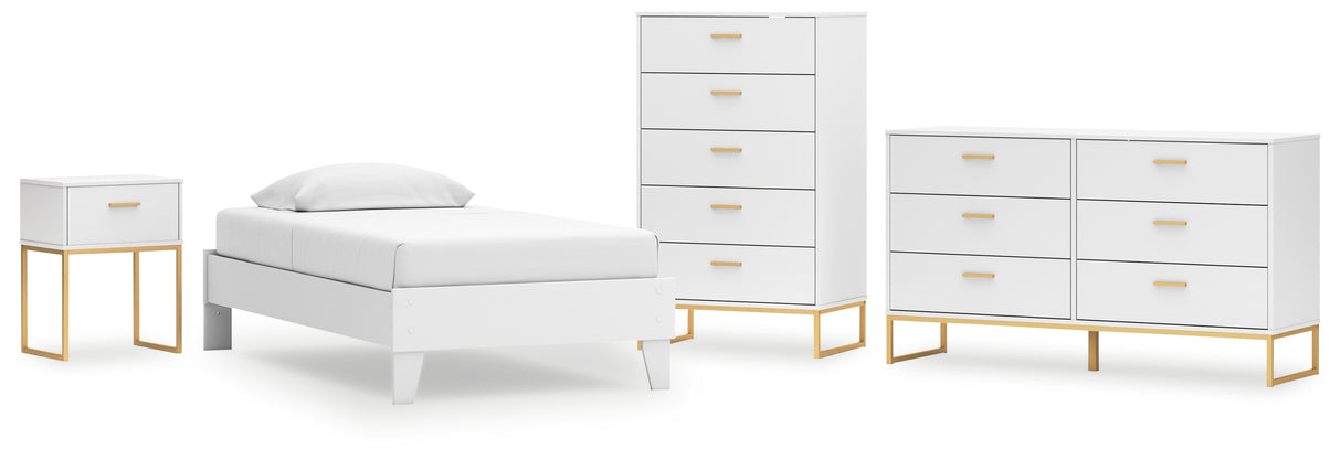 Socalle Twin Platform Bed with Dresser, Chest and Nightstand in Two-tone - PKG018883