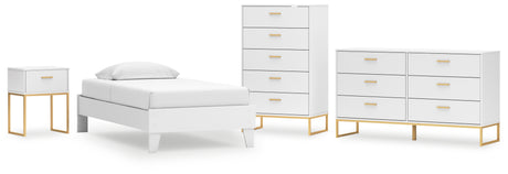 Socalle Twin Platform Bed with Dresser, Chest and Nightstand in Two-tone from Ashley - Luna Furniture