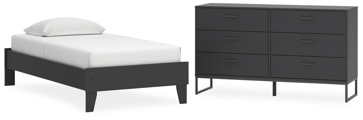 Socalle Twin Platform Bed with Dresser in Black - PKG018844