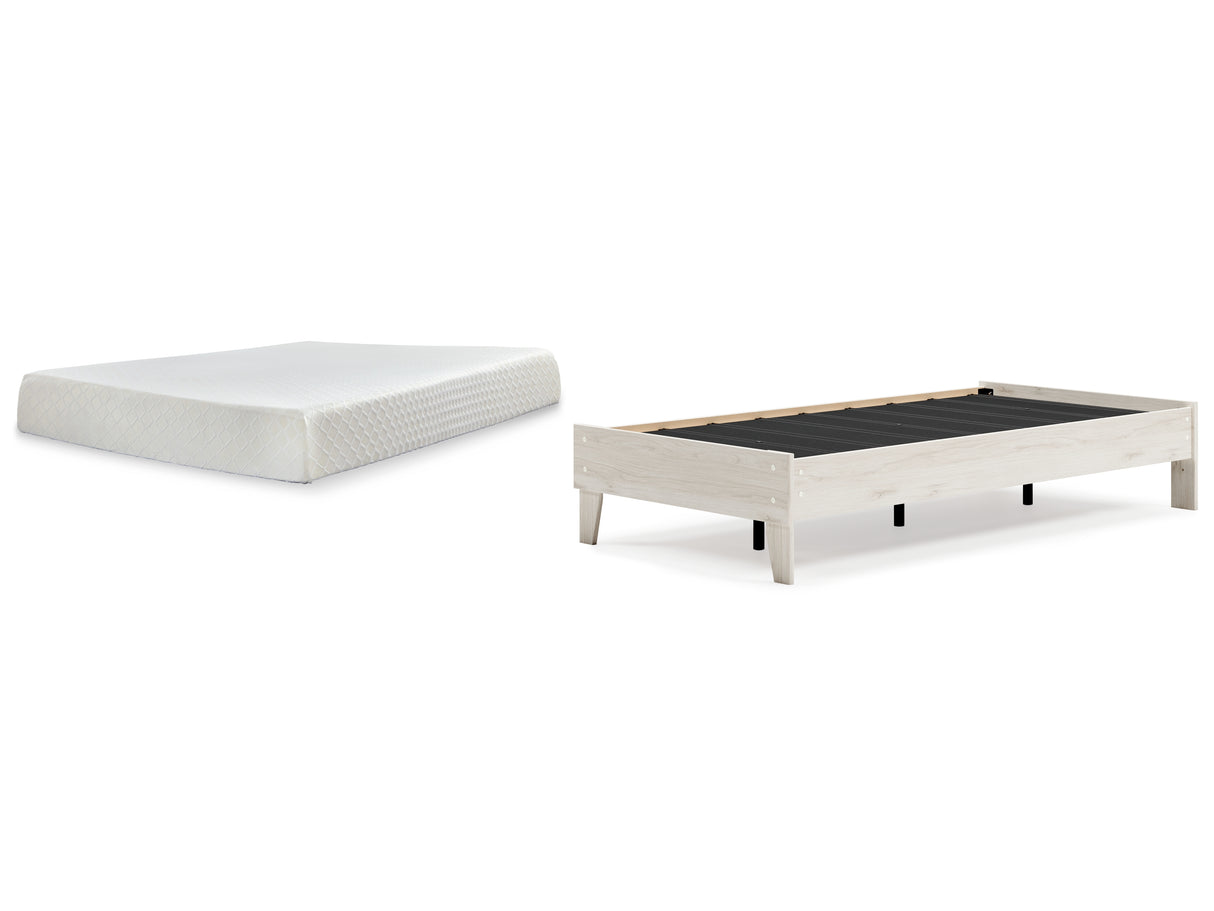 Socalle Twin Platform Bed with Mattress in Light Natural - PKG018216