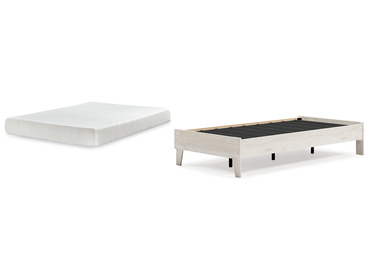 Socalle Twin Platform Bed with Mattress in Light Natural - PKG018217