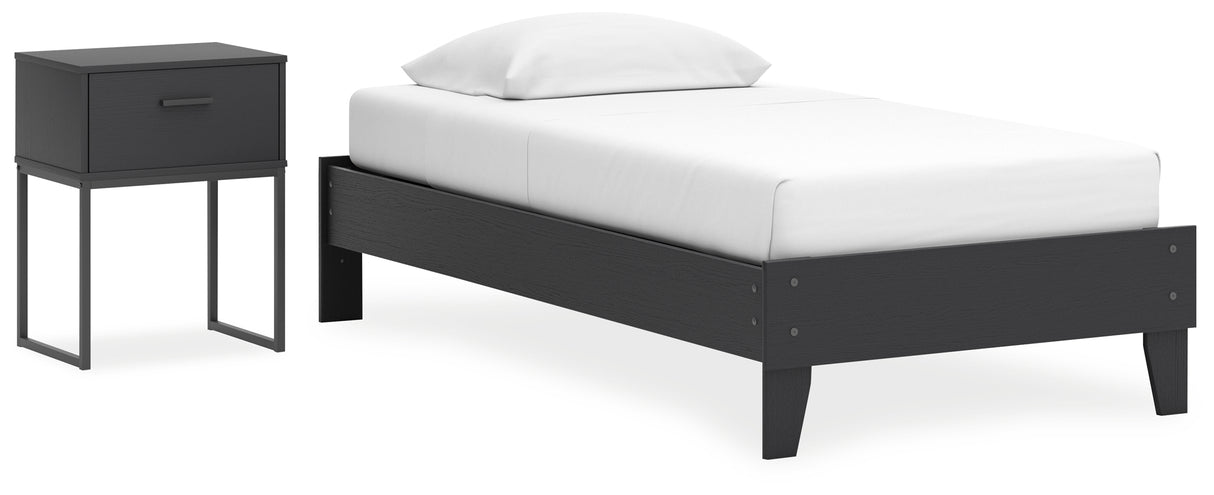 Socalle Twin Platform Bed with Nightstand in Black - PKG018967